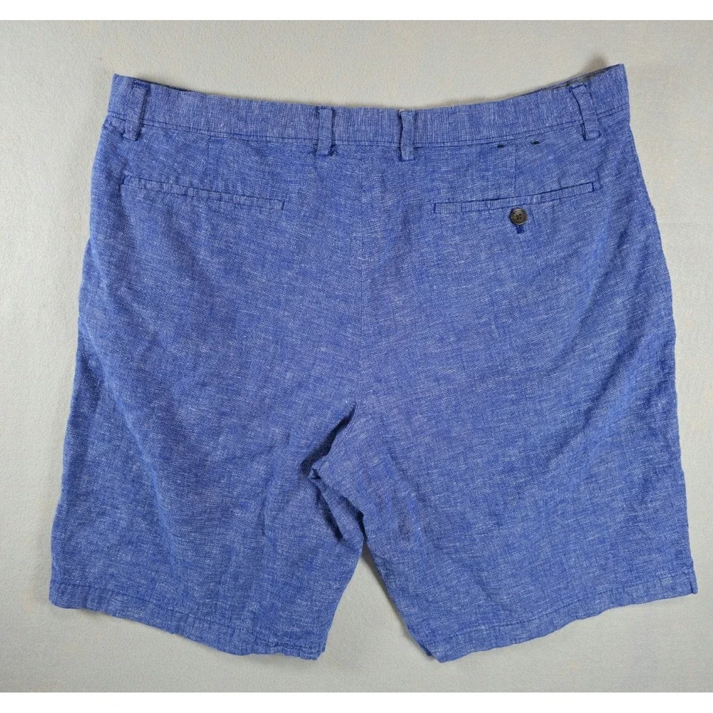 Banana Republic Men's Linen Cotton Shorts Size 38 Blue Flat Front Casual Summer